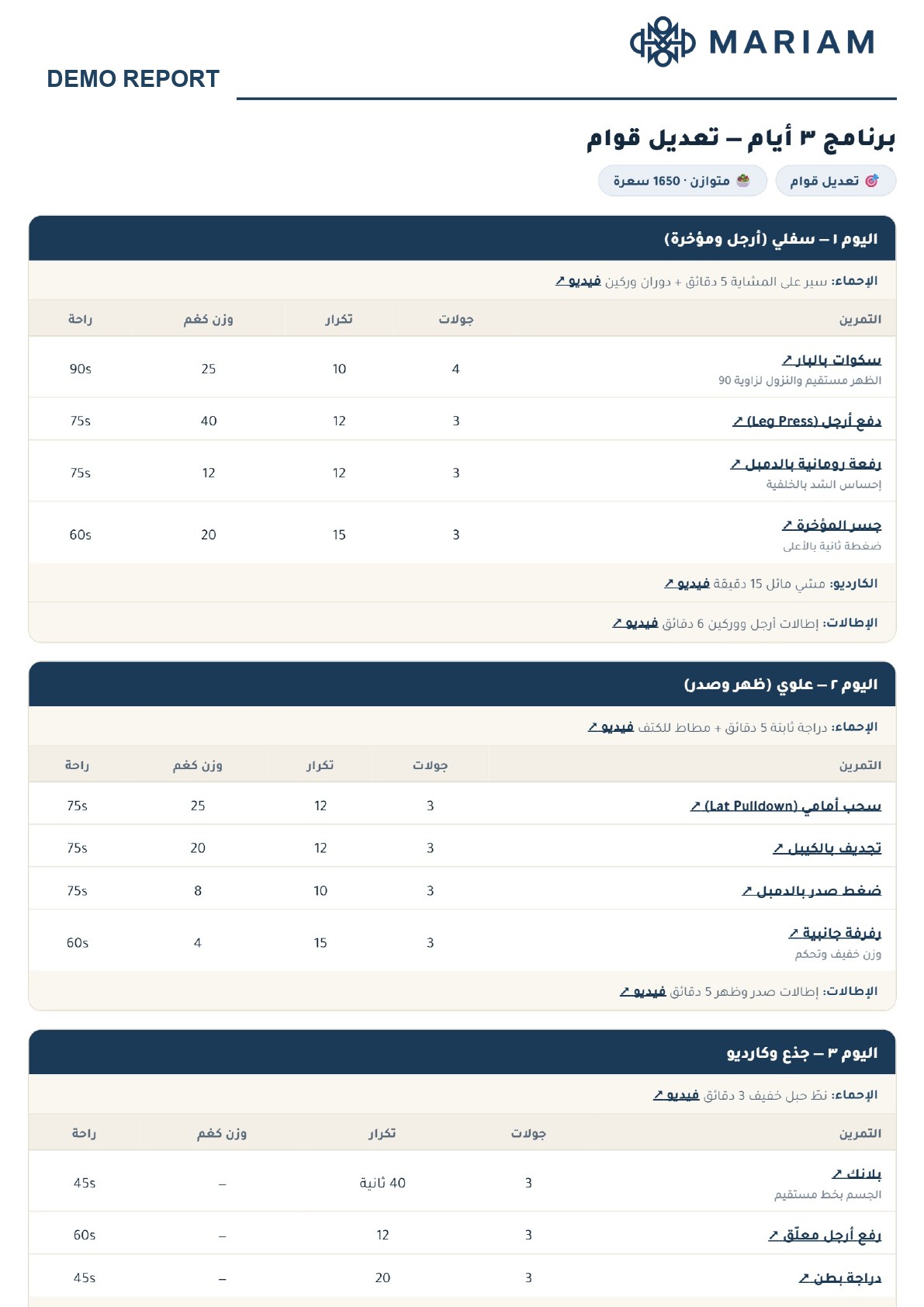 معاينة الصفحة الأولى من نموذج تقرير برنامج تدريبي